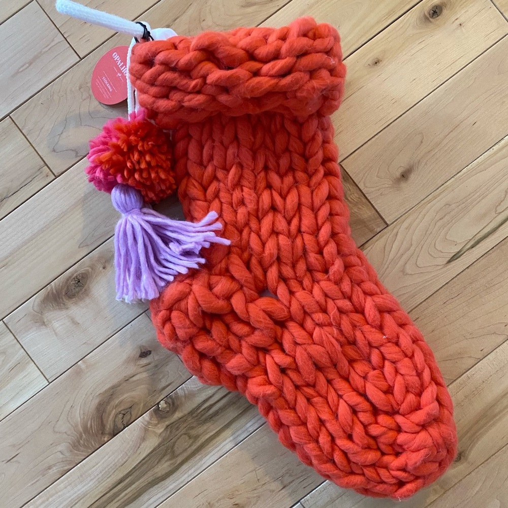 NWT OPALHOUSE red chunky knit stocking.